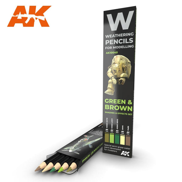 AK 10040 Weathering pencils green & brown shading effects